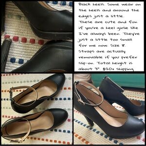 Allegra K ankle strap dress heels. Black. Size 8.
